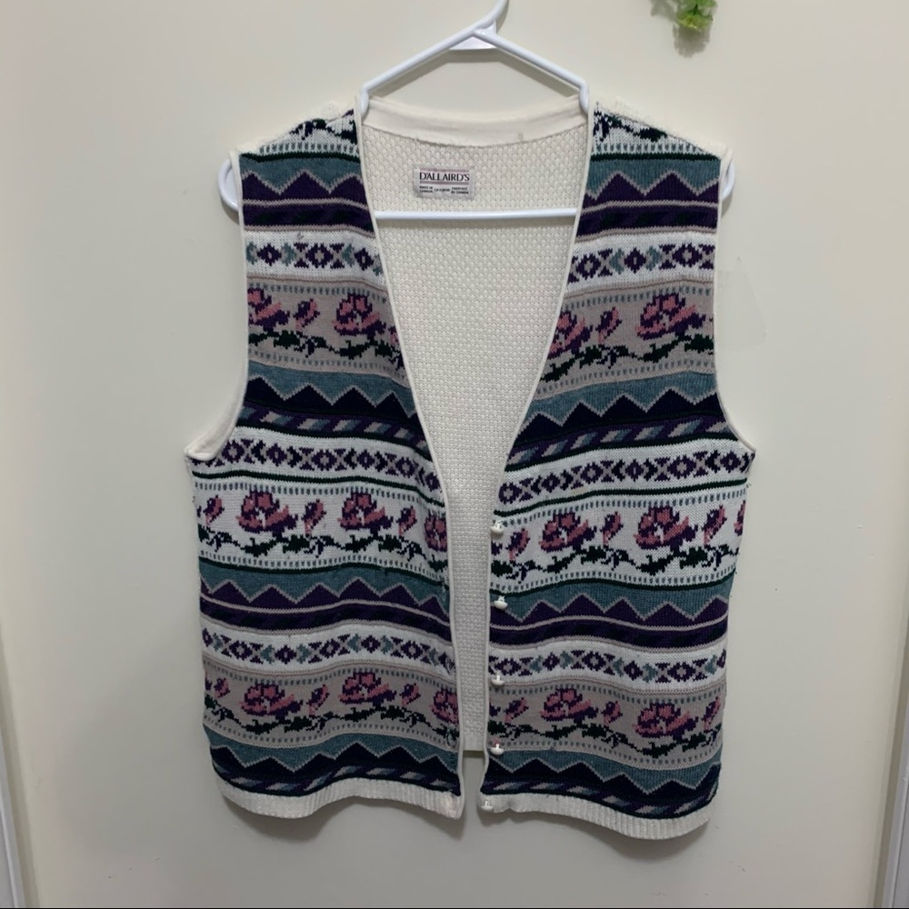 Dallairds Vintage Knit Canada Made Y2k Unique Sweater Vests